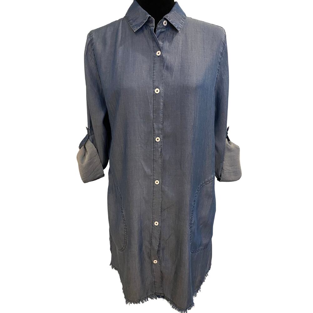 Tommy Bahama Chambray Boyfriend Beach Shirt Dress Cover Up Size S
